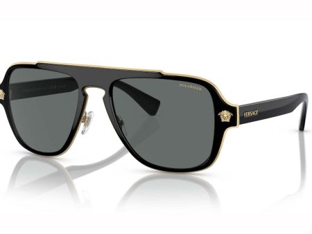 Versace Polarised Medusa Retro Charm Sunglasses Dark Grey Black Supply