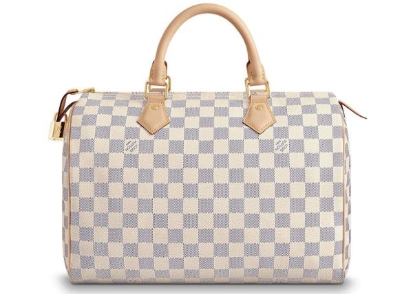 Louis Vuitton Speedy Damier Azur 30 White Blue Fashion