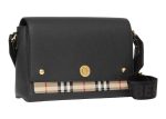 Burberry Leather And Vintage Check Note Crossbody Bag Black Online Sale