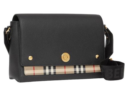 Burberry Leather And Vintage Check Note Crossbody Bag Black Online Sale