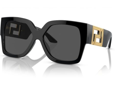 Versace Runway Rectangle Sunglasses Black Hot on Sale