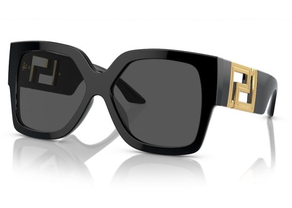 Versace Runway Rectangle Sunglasses Black Hot on Sale