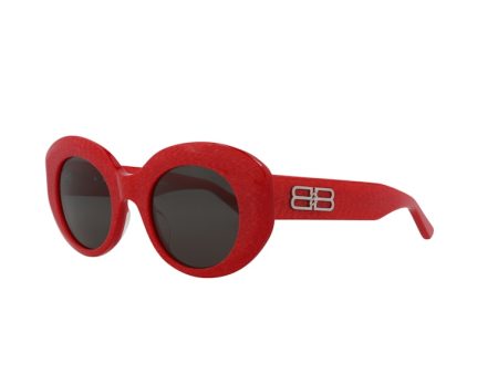 Balenciaga Round Oval Sunglasses Red Grey For Discount