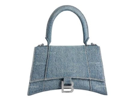 Balenciaga Women S Hourglass Small Handbag Girly Allover Denim Light Blue on Sale