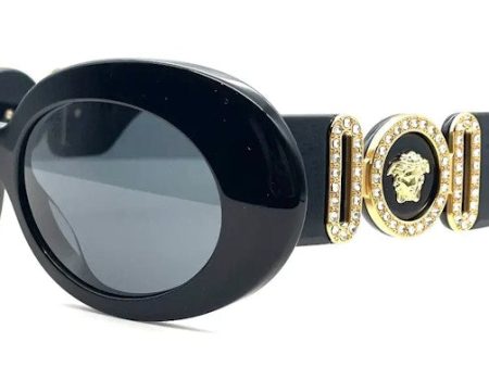 Versace Medusa Biggie Oval Sunglasses Black For Cheap