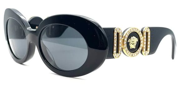 Versace Medusa Biggie Oval Sunglasses Black For Cheap