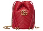 Gucci Gg Marmont Bucket Bag Mini Hibiscus Red For Sale