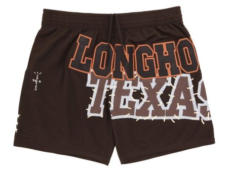 Travis Scott X Mitchell & Ness Texas Longhorns Basketball Shorts Brown For Discount