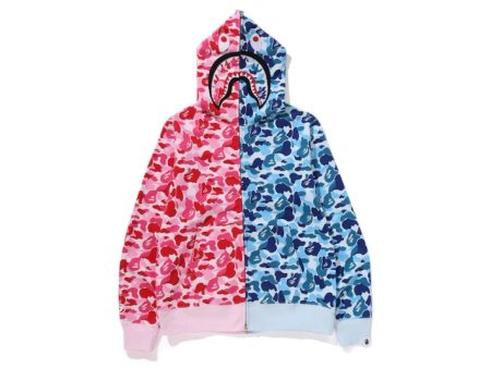 Bape Abc Camo Separate Shark Full Zip Hoodie Pink Fashion