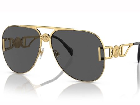 Versace Medusa Biggie Pilot Sunglasses Dark Grey Gold Cheap