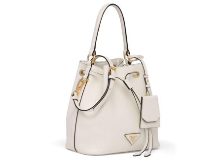 Prada Bucket Bag Saffiano Leather Gold-Tone White Online now