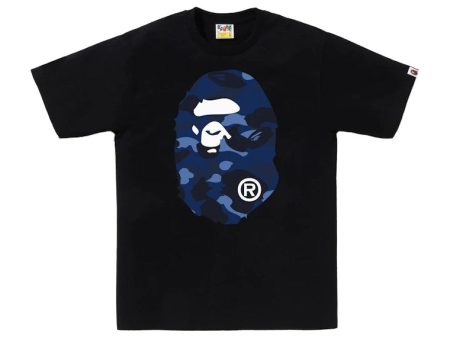 Bape Color Camo Big Ape Head Tee Black Navy Online now