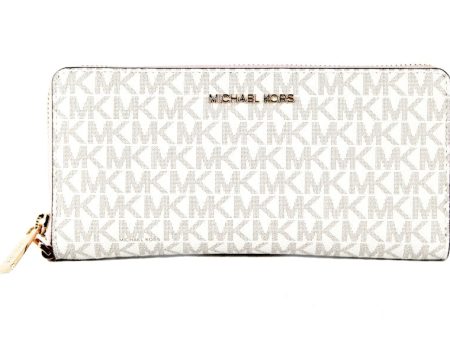 Michael Kors Jet Set Continental Wristlet Wallet Large Vanilla Powder Blush Discount