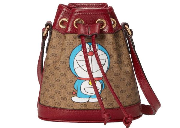 Gucci X Doraemon Bucket Bag Mini Ebony Beige Hot on Sale