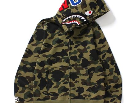 Bape 1St Camo Shark Full Zip Hoodie Green For Discount