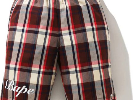 BAPE CHECK SHORTS MENS - 1H30-153-001   Red   Large - AUTHENTIC -NEW WITH TAGS For Cheap