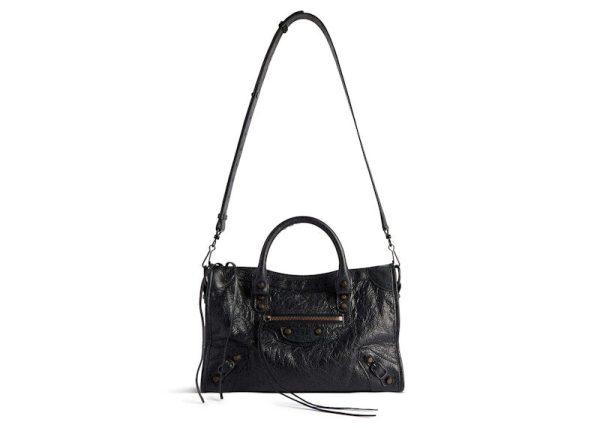 Balenciaga Le City Small Bag In Black Arena Storico Lambskin Brass Hardware Black (8114422Abek1000) For Cheap