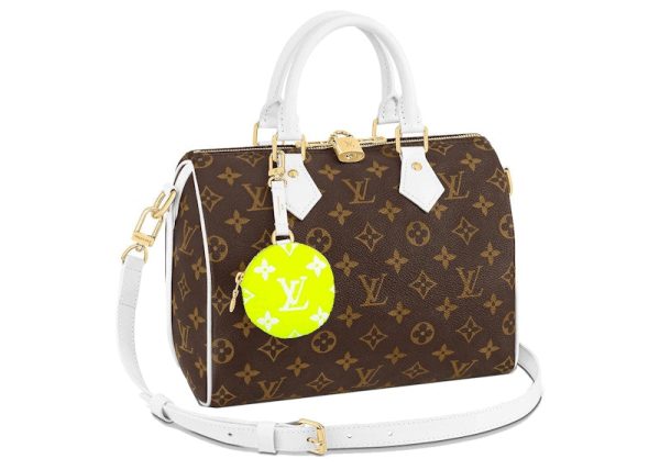 Louis Vuitton Speedy Bandouliere 25 White Brown Fashion