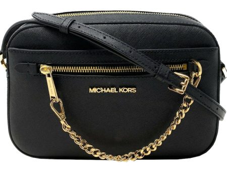 Michael Kors Jet Set Zip Chain Crossbody Bag Large Black Gold For Discount