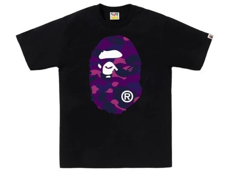 Bape Color Camo Big Ape Head Tee Black Purple For Discount