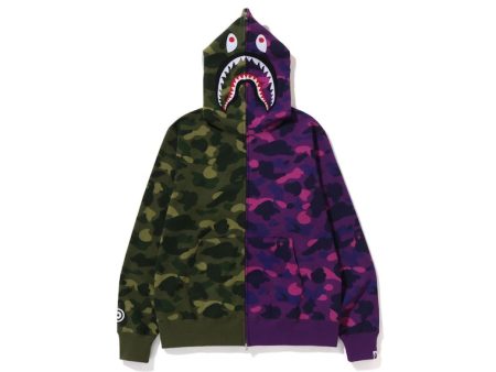 Bape Color Camo Shark Full Zip Hoodie (Fw22) Green Purple Hot on Sale