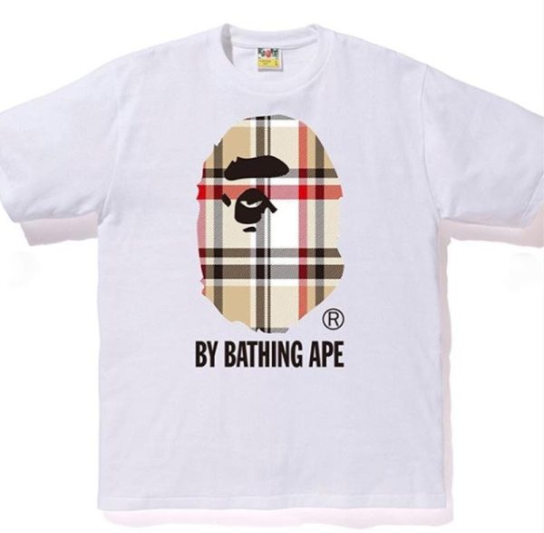 Bape A Bathing Ape Check By Bathing Tee White Beige Supply