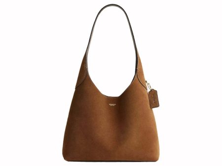 Coach Brooklyn Shoulder Bag 28 Suede Brass Cedar For Cheap