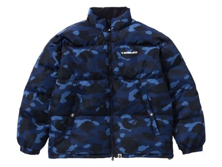 Bape Color Camo Reversible Down Jacket Navy For Sale