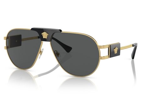 Versace Pilot Sunglasses Gold Dark Grey Cheap